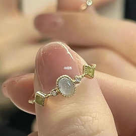 特agete同款天然海蓝宝 罗马玻璃系列小清新个性戒指s925银女新品
