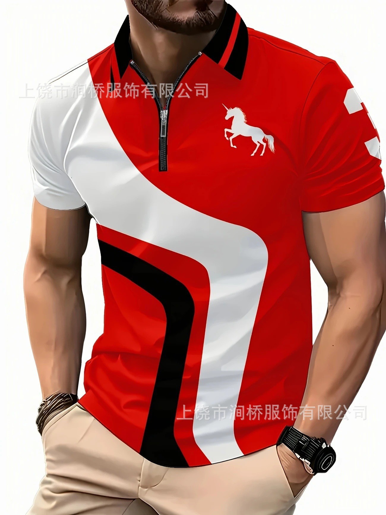 Polo de hombre con estampado 3D para comercio transfronterizo 2025, camiseta polo sin mangas informal con patrón para hombre, estilo D de seda helada.