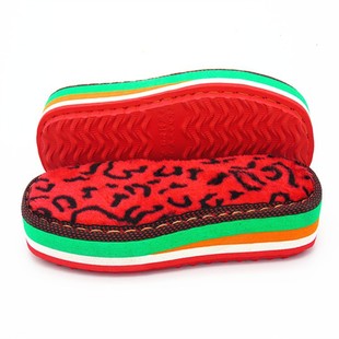 Boshu colorful rainbow bottom factory direct batch plush warm thickened non-slip wear-resistant sole shoes crocheted shoes