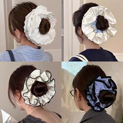 フレンチレトロ4層特大レースヘアゴム女性用、高級ヘアロープ、ヘアゴム、ゴムバンドヘアロープ