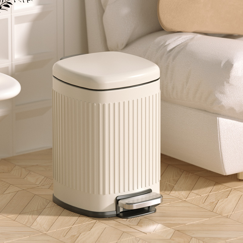 Douyin venta caliente bote de basura de acero inoxidable viento crema pedal cubierta cubo de almacenamiento dormitorio cocina sala de estar hotel al por mayor