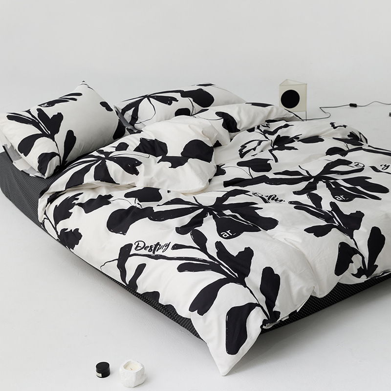 Nordic Minimalist Pure Cotton Bedding Set 4 Piece Fitted Sheet_voghion.com