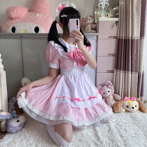 Japanese sweet and cute pink and white maid outfit cosplay Lolita lolita two-dimensional soft girl maid uniform