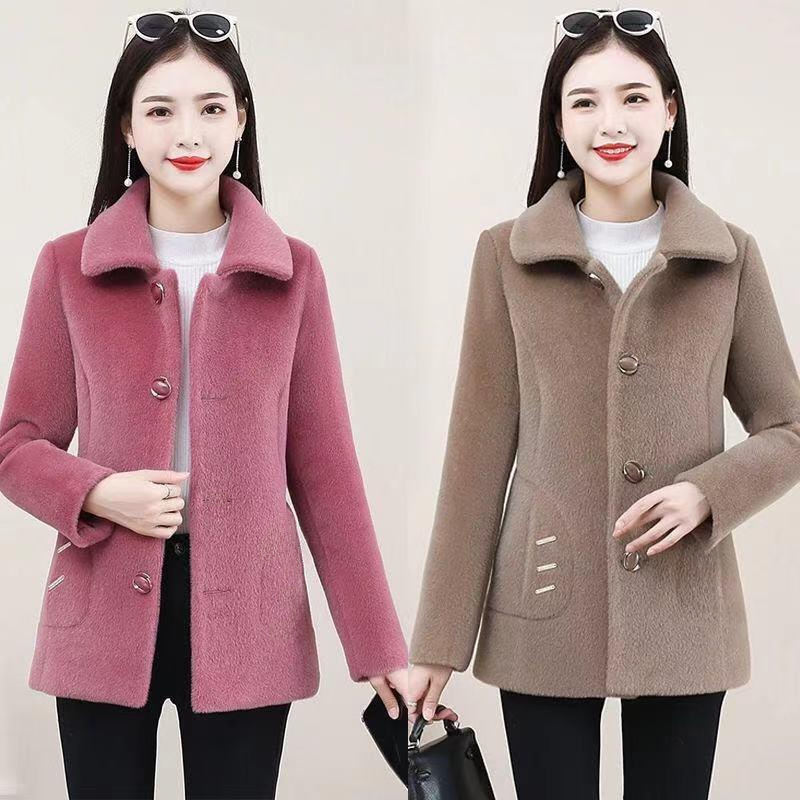 2022 Winter New Thickened Lamb Wool Coat Women's Large Size Korean-style Slimming Fur One-piece Particles Velvet Coat_voghion.com