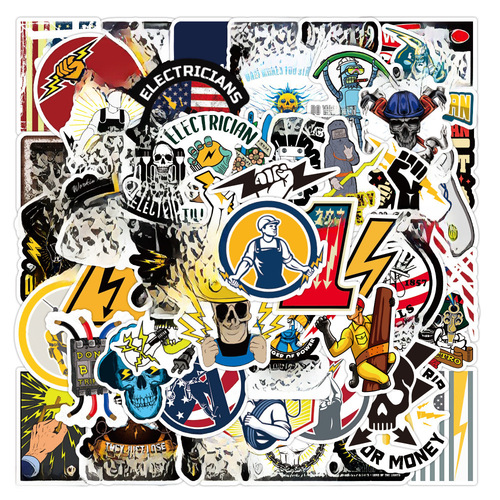 350 cartoon helmet sticker decal for welding workers, electrician safety helmet luggage decoration sticker wholesale