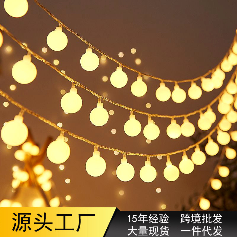 Led string lights solar Christmas holiday ball small lights camping decoration lights fairy lights cross-border temu wholesale