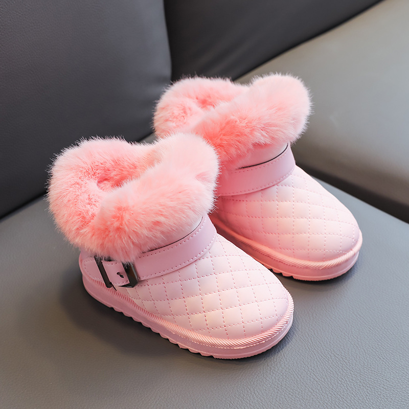 雪地靴の女の子の冬の新型の中で子供は甘くて厚い保温の皮の表面の滑り止めのベルベットと厚い綿の靴のメーカーを厚くします。|undefined