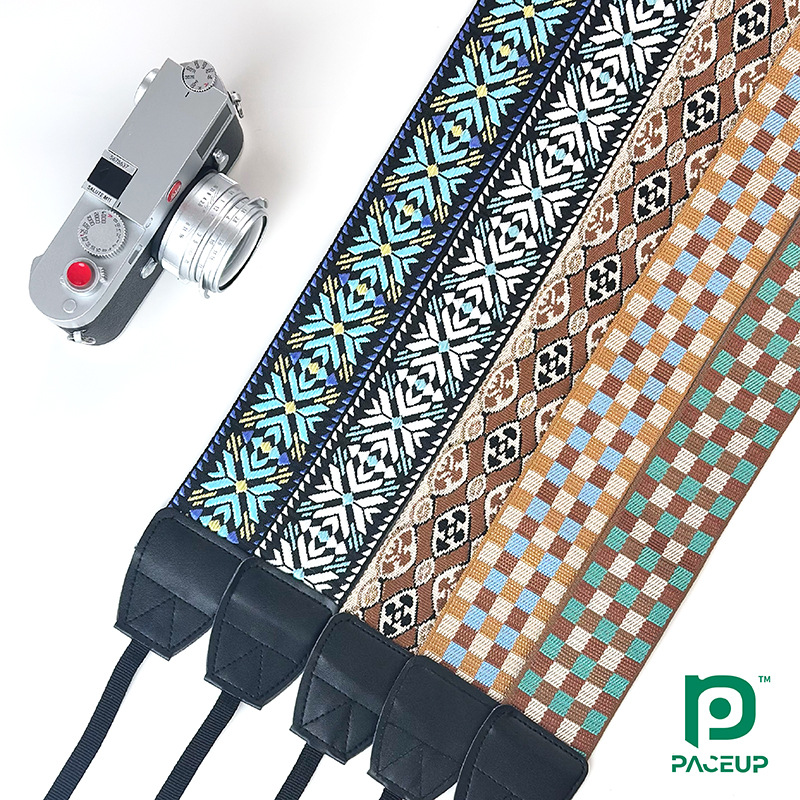 [Cross-border Direct Supply] Embroidered and woven ethnic style retro literary SLR/mirrorless camera shoulder strap photography stress relief belt