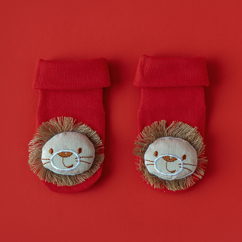 Hombres y mujeres recién nacidos, bebés, niños pequeños, una clase de algodón peinado, otoño e invierno, más calcetines rojos cálidos y gruesos de terciopelo