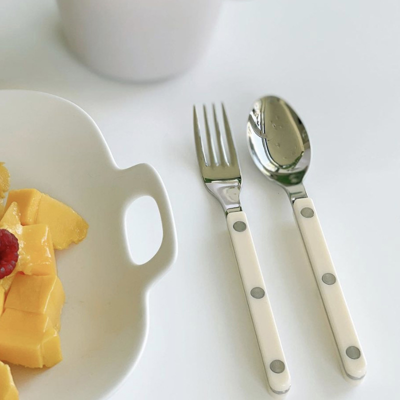 French 304 Stainless Steel Western Tableware Accessible Luxury Rivet Handle Household Steak Knife and Fork Dessert Fork and Spoon Set