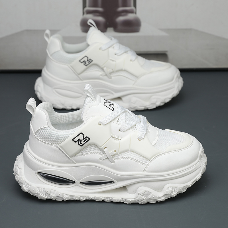 PLUS New Balance White Warrior Youth Men's Shoes Breathable Non-Slip Dad Shoes Men's Super Popular Thick-Soled Sports Running Shoes