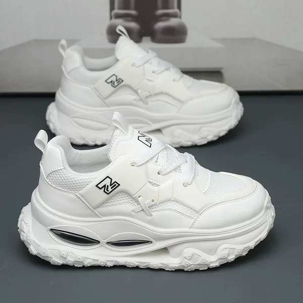 PLUS New Balance White Warrior Youth Men's Shoes Breathable Non-Slip Dad Shoes Men's Super Popular Thick-Soled Sports Running Shoes