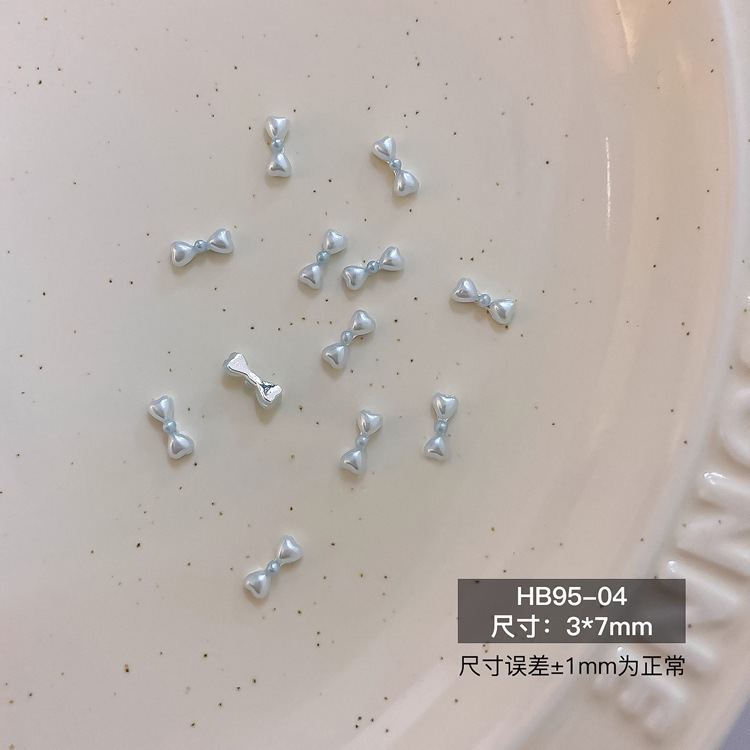 新款芭蕾风珍珠蝴蝶结饰品镶钻珍珠飘带百搭法式立体彩色领结|undefined
