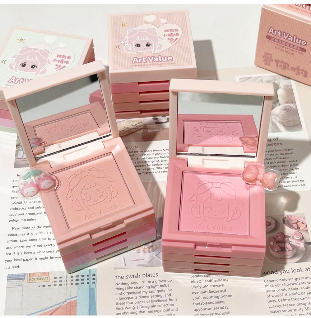 Art Value's new embossed Mood blush, matte contouring and brightening, natural nude makeup blush, cross-border affordable price undefined