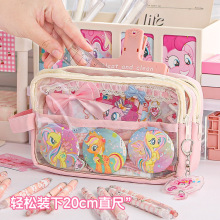 2024新款韩版大容量拼色可爱卡通儿童痛包文具笔袋