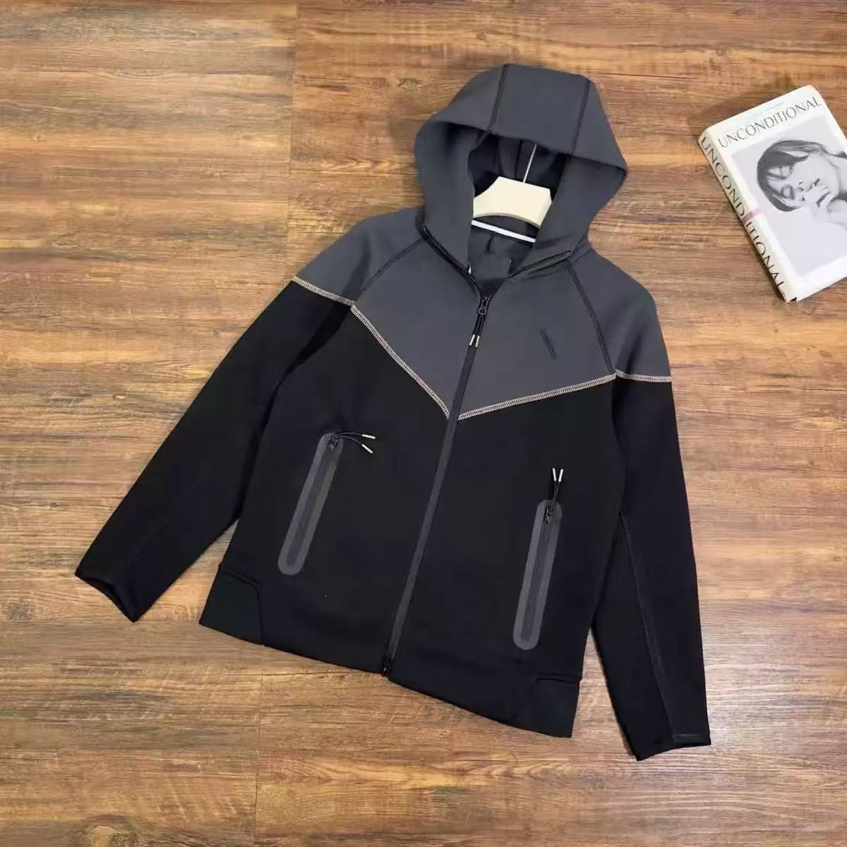 2025 primavera y otoño deportes de ocio algodón transpirable de dos lados cremallera Hooded hombre 48 abrigo 49 juego de pantalones