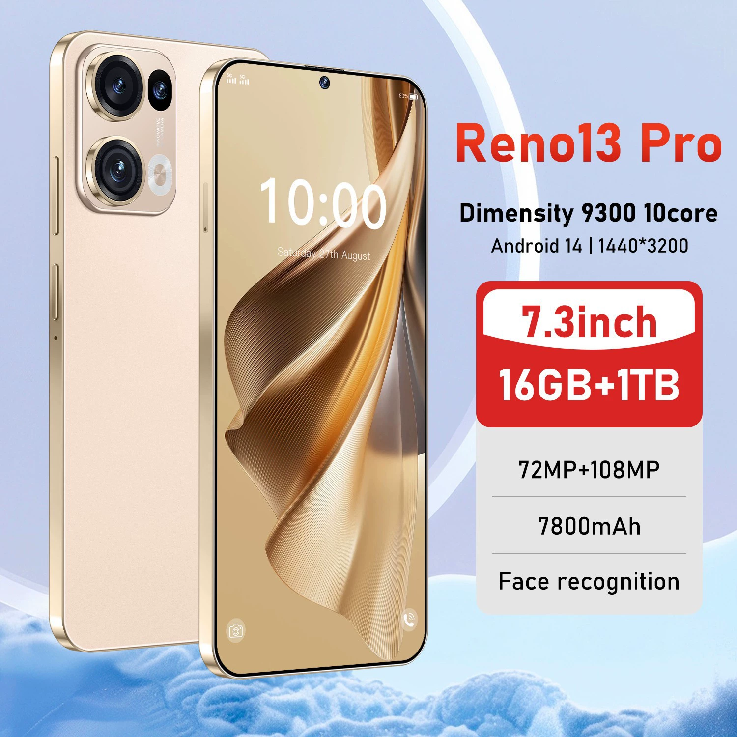Cugo Kugo Reno13 Pro 7.3" инцелл‑экран, 16+1T, Android 8.1, наличие на складе