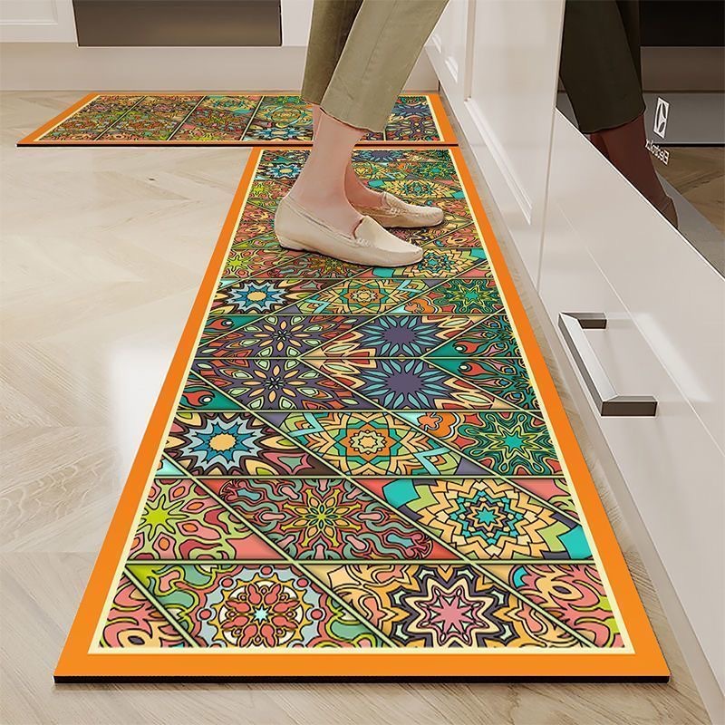 Crystal Velvet Kitchen Floor Mat, Household Water-Absorbent, Quick-Drying, Oil-Absorbing Long Strip Foot Mat, Entry Door Mat, Stain-Resistant Carpet