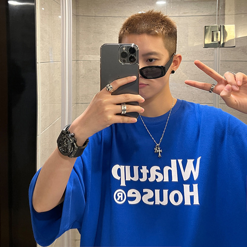 Short-sleeve T-shirt for men and women, summer letter print, simple and versatile, oversized, trendy, half-sleeve T-shirt