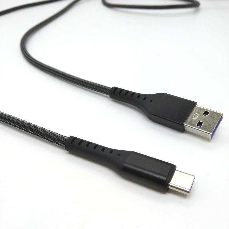 Factory In-Stock Usba Male-Type Data Cable, C-Type Braided Data Cable, Film-Injected Aluminum Alloy Data Cable