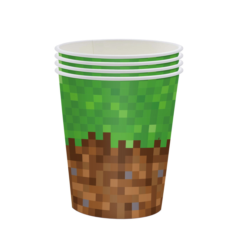 Minecraft ピクセルワールド漫画パーティー用品子供用ゲーム使い捨て紙皿紙コップティッシュテーブルクロス|undefined