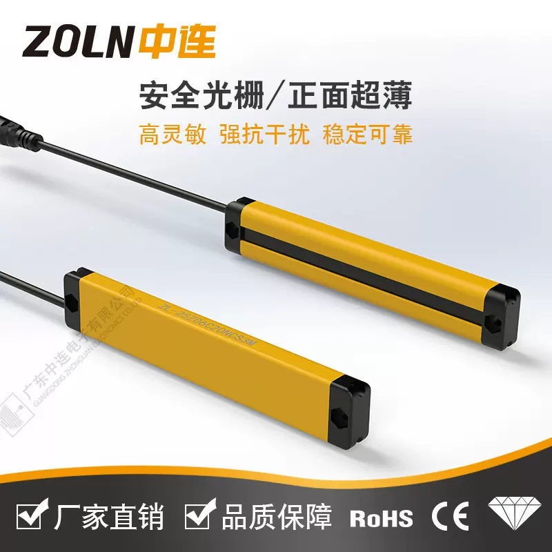 正面/侧面超薄安全光栅红外对射报警器光幕传感器安全探测感应器