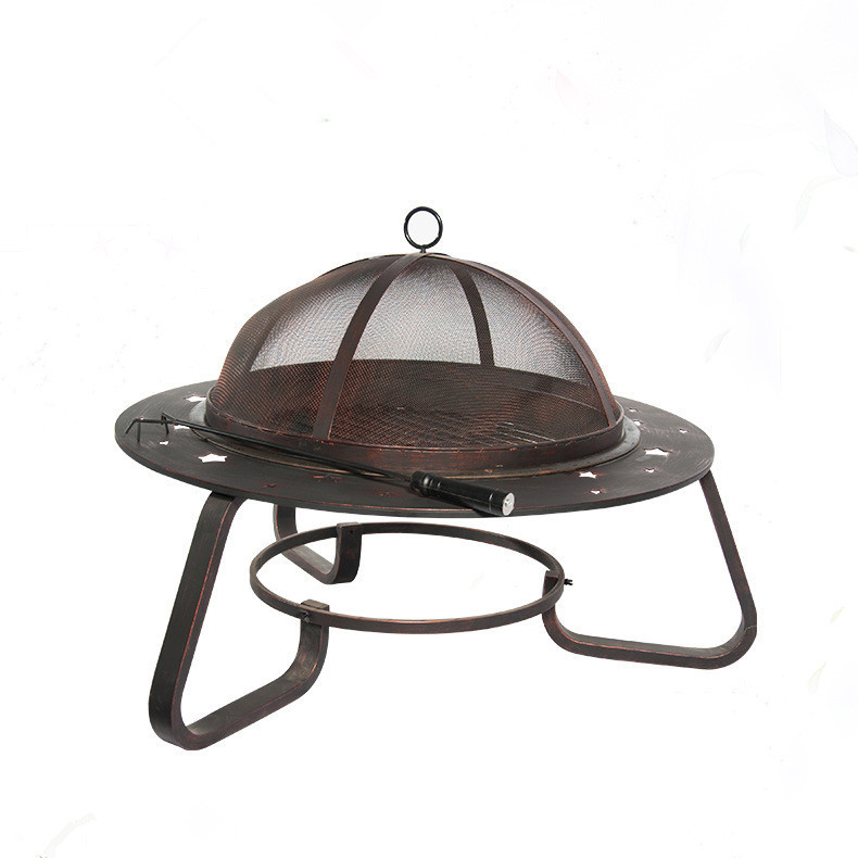 复古欧美款三脚铁艺木炭烤火炉子 多功能家用取暖器花园户外暖炉