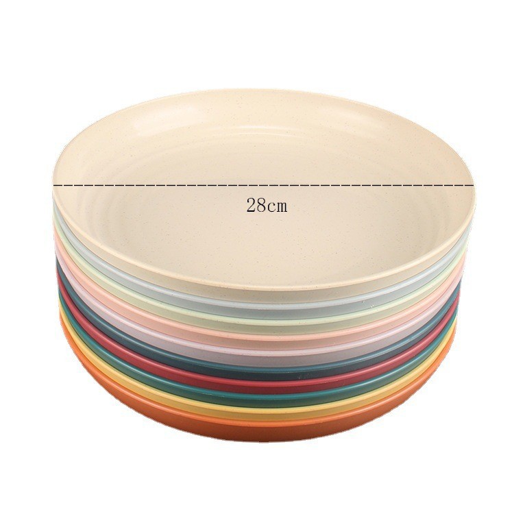 28cm disco 4 Unids paja de trigo placa de la torta placa de fruta resistente a la caída de la placa del hogar restaurante plato vajilla