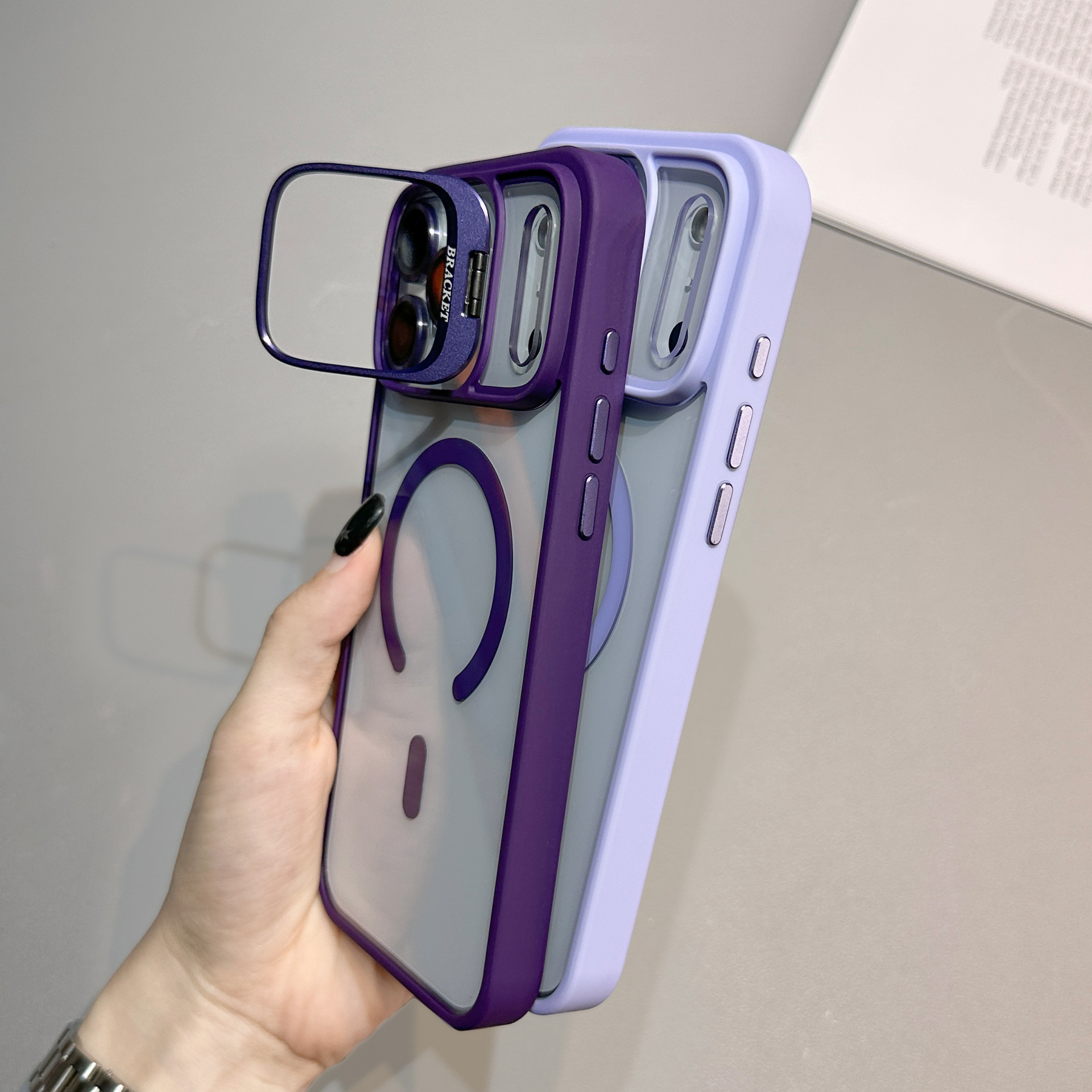 Compatible IPhone 17 Pro Max Holder Magnetic Phone IPhone 16 With Built-in Lens Protector 15 Shockproof Case_voghion.com