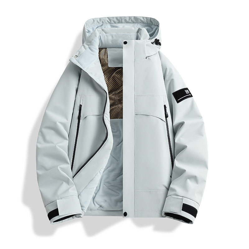 Thickened Jacket, Cotton-Padded Jacket, Autumn and Winter All-In-One Cotton-Padded Jacket, Windproof Warm Jacket, Waterproof and Wear-Resistant Work Clothes with Logo Printed on It