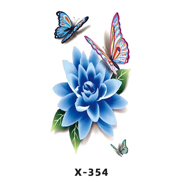 Arco de flor pequeña pegatinas de tatuaje fresco 3D dibujos animados transfronterizo Henna rosa impermeable texto en inglés pegatinas de tatuaje