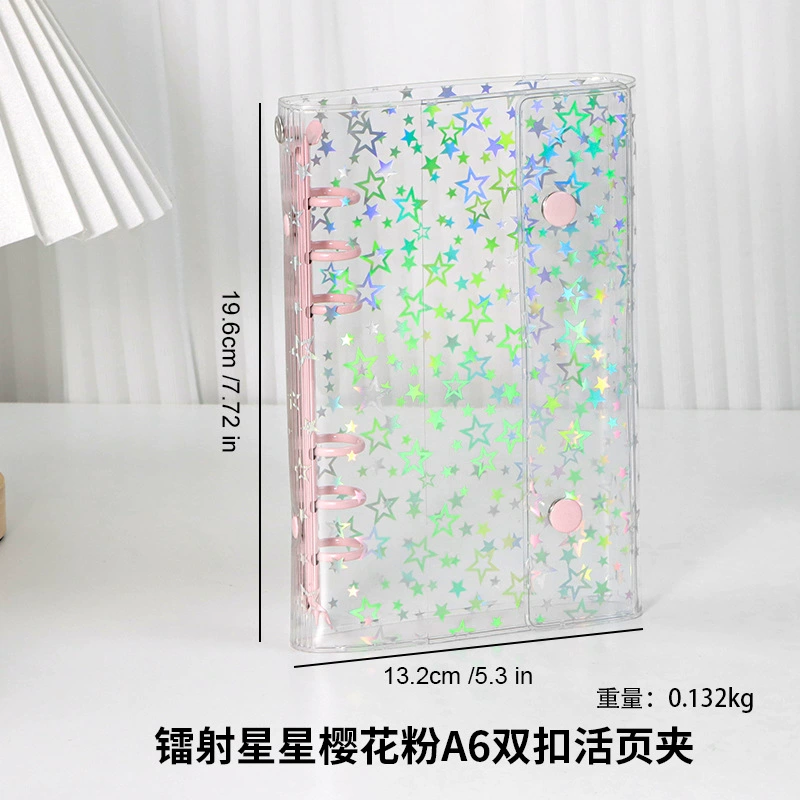 Книжка из ПВХ формата A6/A7/M5 с прозрачной лазерной обложкой, refillable двойная пряжка