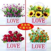 仿真花套装餐桌绿植小盆栽室内装饰塑料花艺迷你挂蓝花卉盆景摆设