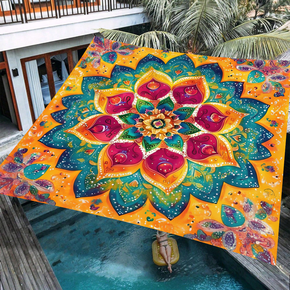 Cross-border outdoor sunshade fabric for courtyard terrace ceiling, waterproof and sun-proof canopy hanging cloth, printed decorative fabric for ambiance decoration