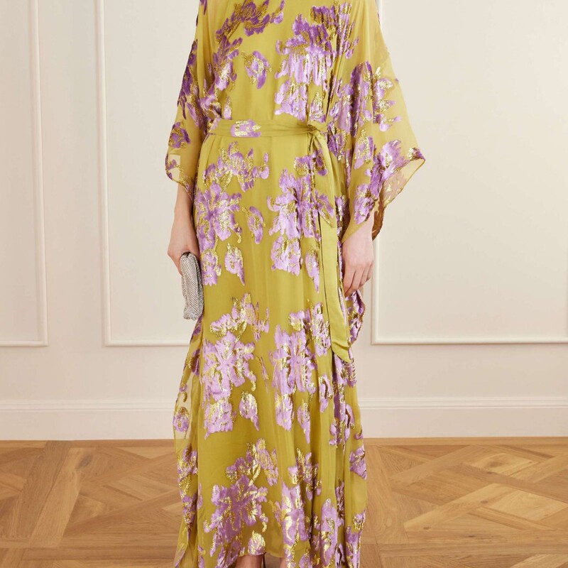 New European and American cross-border women's fashion: loose-fitting, short-sleeved, long chiffon dress with floral print
