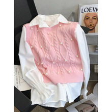 K 91754 Pearl knitted vest ������֯���Ŀ羳����ͨ