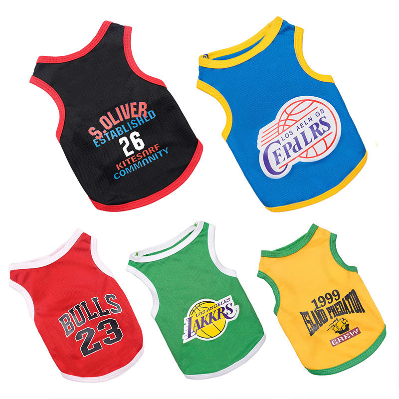 New Summer Pet Basketball Vest Mesh Breathable Dog Cat Clothes Teddy Beaumi Bear Clothing Supplies