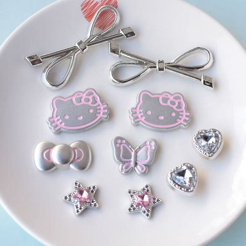 Cross-border silver bow Katie decorative shoes flower hole shoes buckle accessories three-dimensional diy detachable flower shoes accessories Cross-border silver bow Katie decorative shoes flower hole shoes buckle accessories three-dimensional diy detachable flower shoes accessories