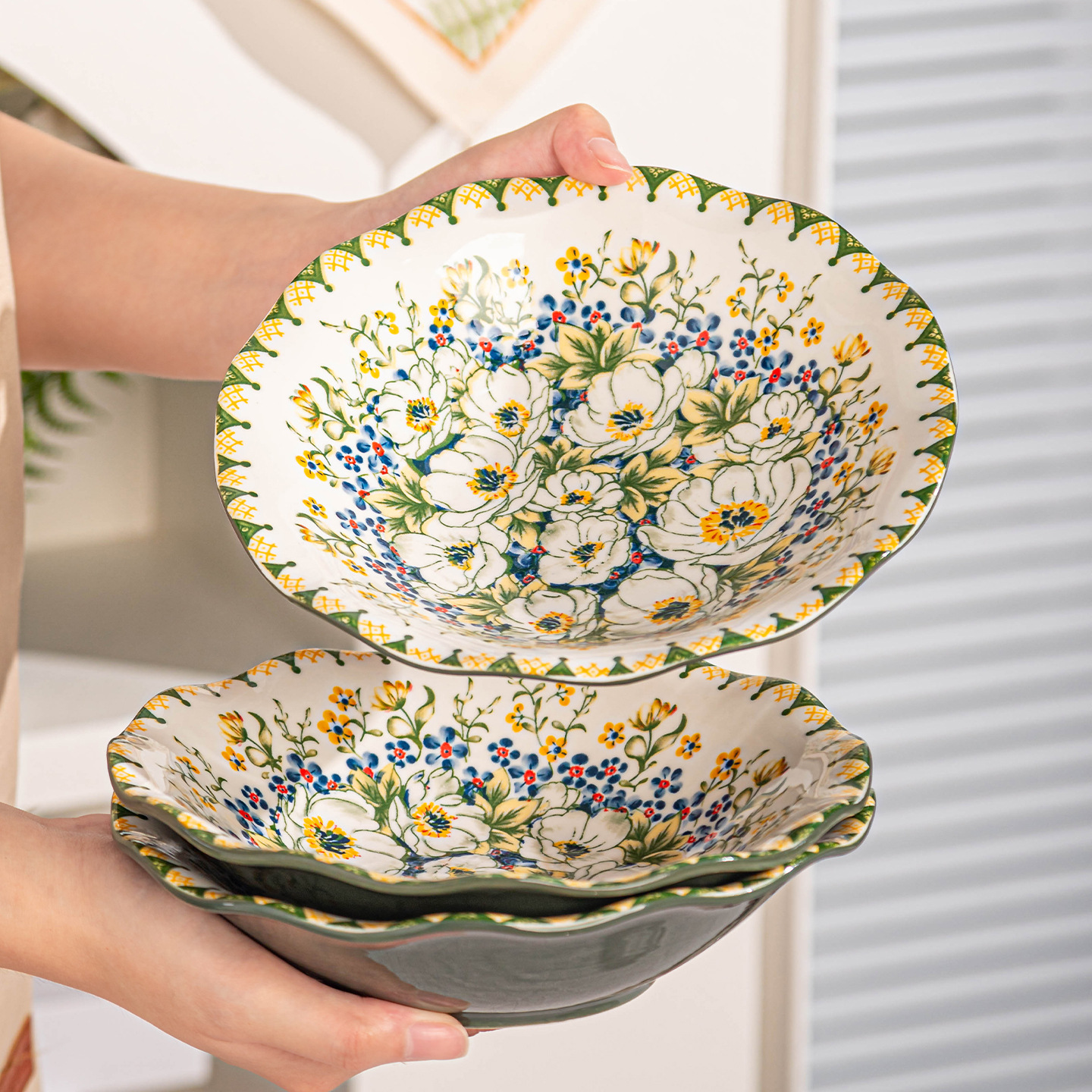Nuevo estilo bohemio creativo de cerámica retro cubiertos de arroz platos de inmersión platos de plato de pescado set