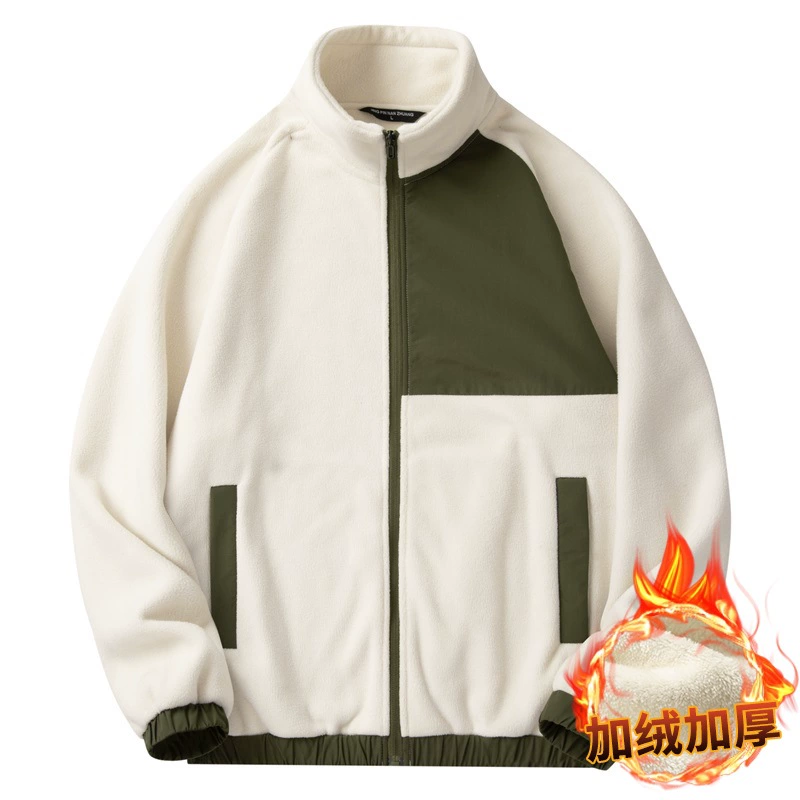 Мужской бархатный свитер на молнии, с длинным рукавом, fleece кардиган, теплая куртка