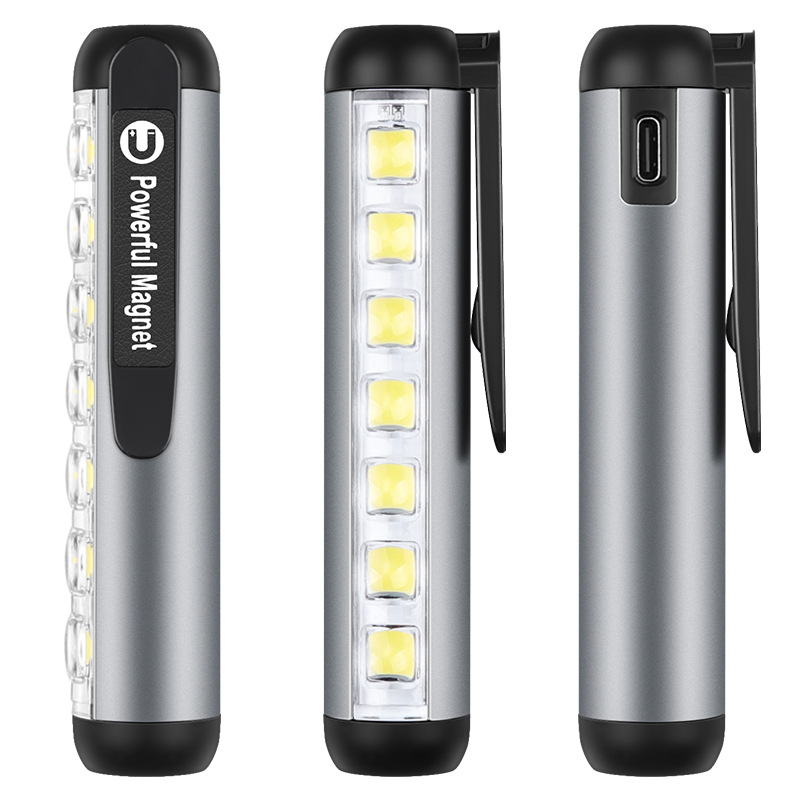 Kompakte Led Taschenlampe Mit Magnet Clip Und Usb Ladung_voghion.com