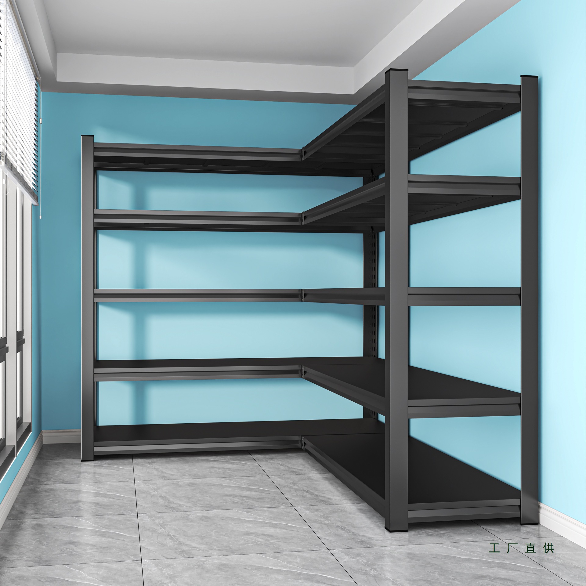 转角L型货架置物架家用拐角多层收纳架钢制阳台直角杂物架铁架子