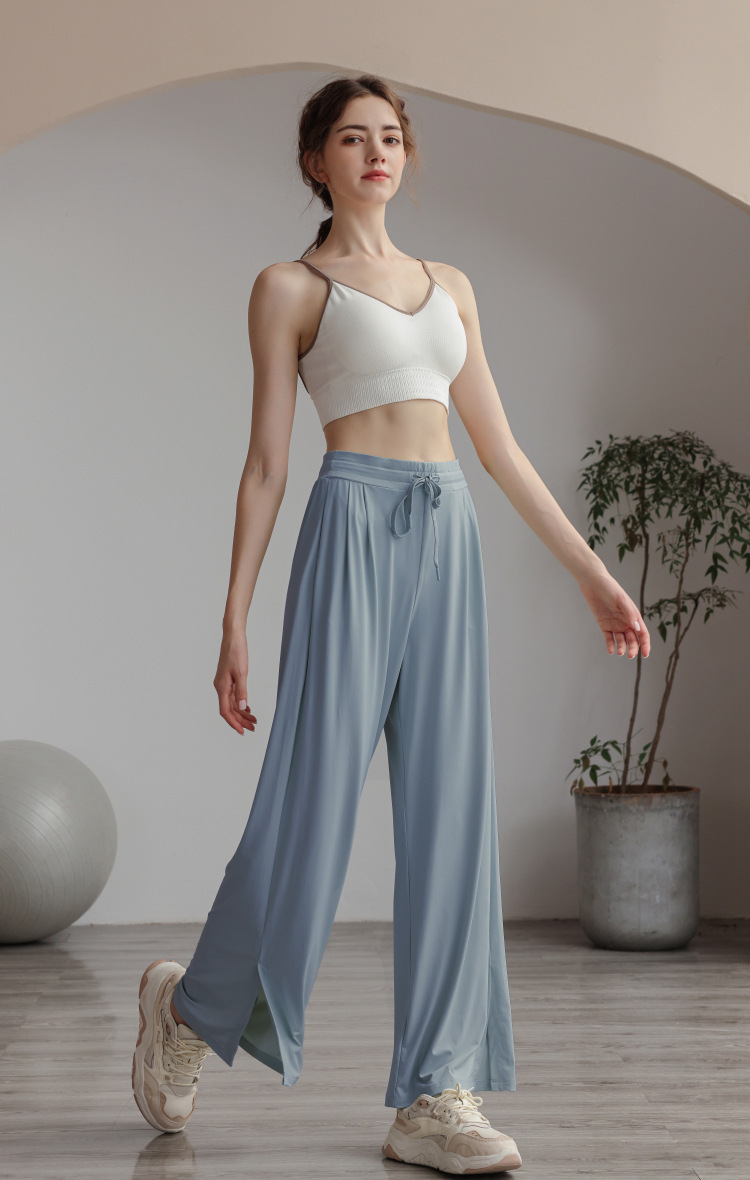 Cool pants, sun protection pants, women's UV protection, ice silk drape, wide legs, casual, breathable, split open,_voghion.com