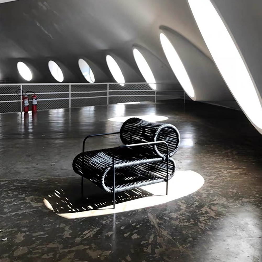 戶外藤沙發椅單人茶几桌椅室外防曬防曬休閒花園庭院小區咖啡廳