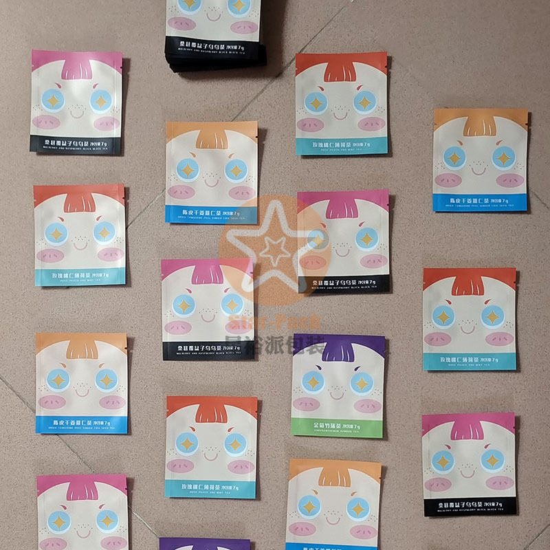 少批量彩印防潮镀铝哑光磨砂独立茶叶袋三边封不同图案冷泡茶叶袋