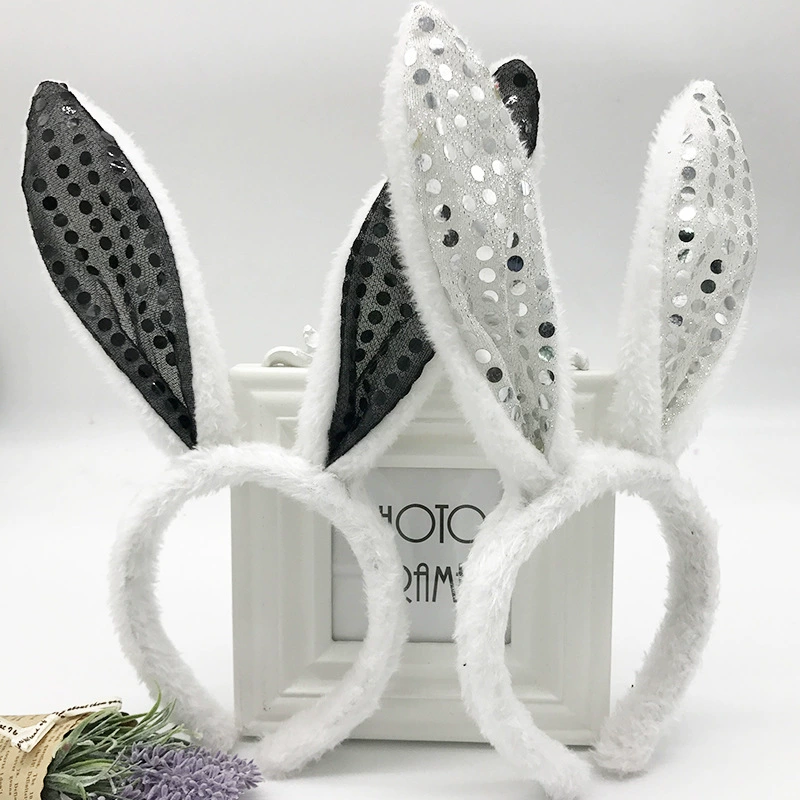 Plush rabbit, headband, hair accessory for adults, human head, halloween