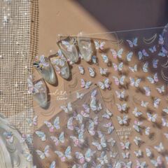 tomoni&莫失金属美甲贴纸ins 梦幻指甲贴高级感果冻蝴蝶饰品素材