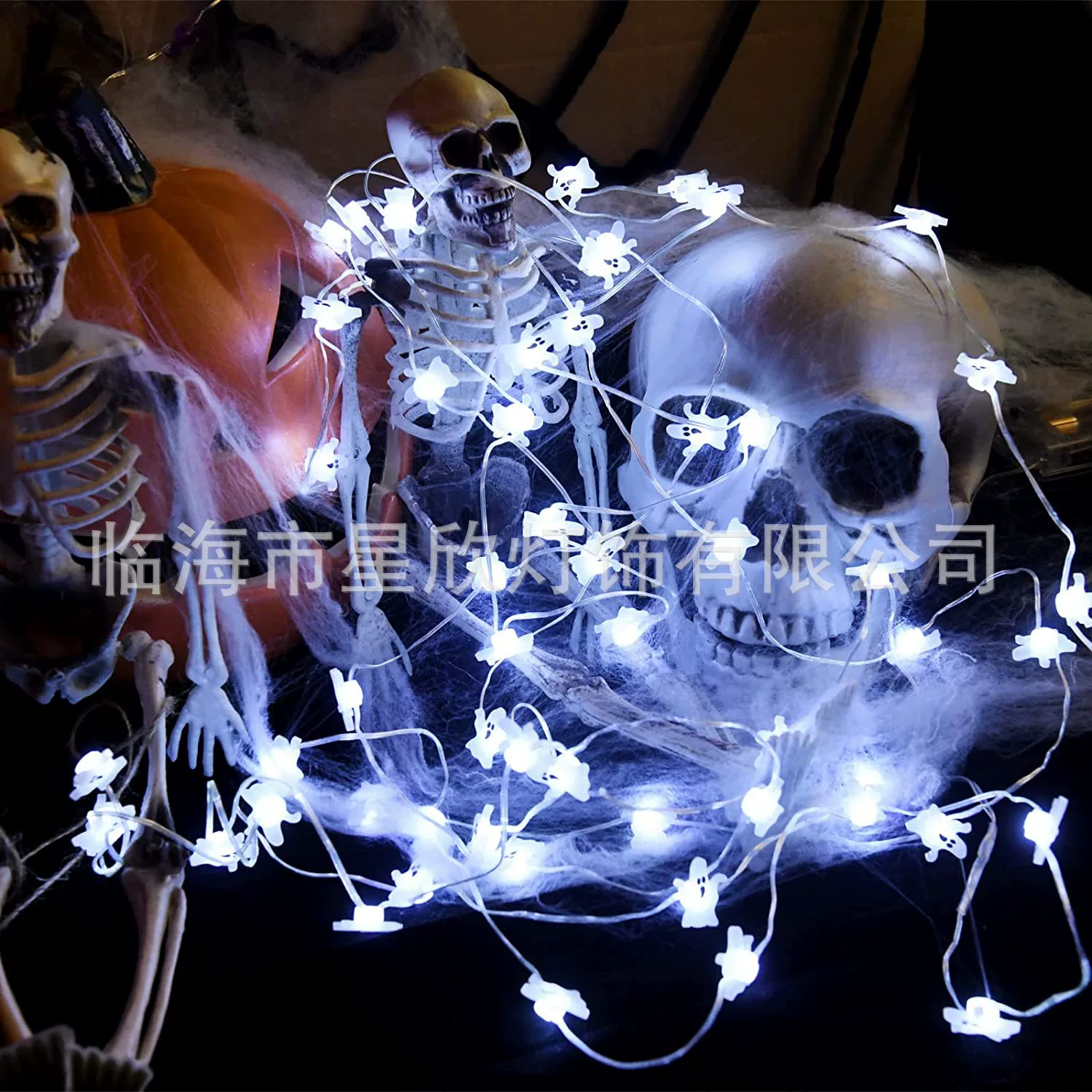 Светодиодная гирлянда на медной проволоке Halloween, тыква/летучая мышь/привидение, 2–5 м, батарейный блок