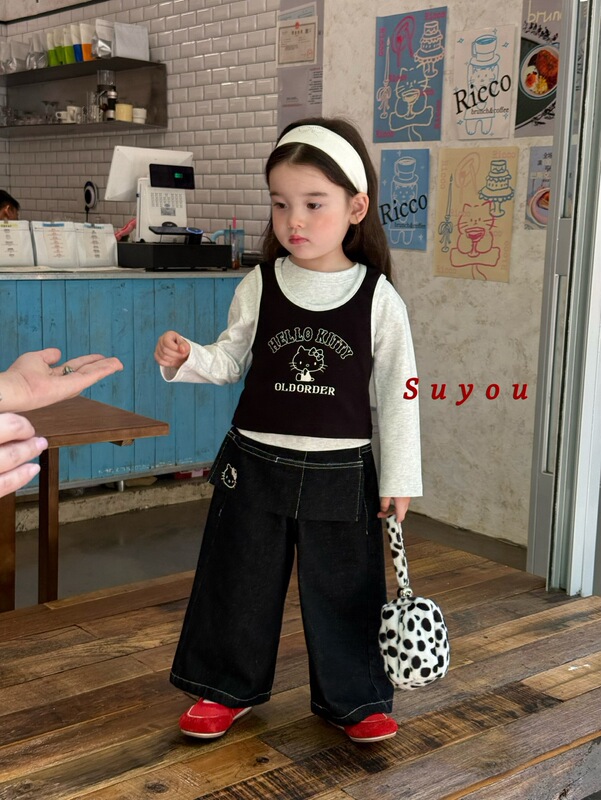 Suyou 秋の女の子韓国風漫画トップス多用途ジーンズ 663069|undefined