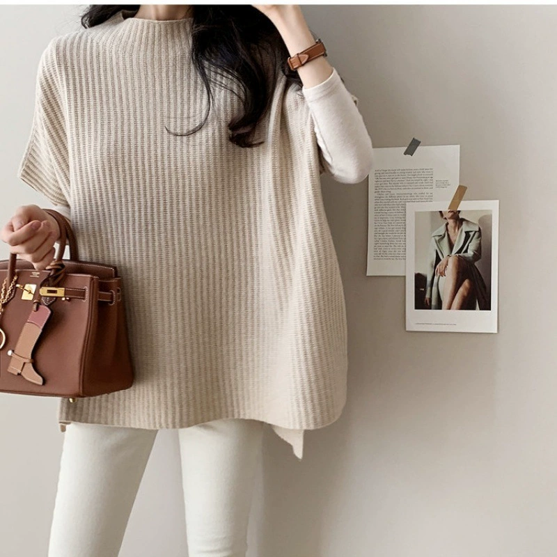 Вязаный жилет Осень-Зима Свободный Плюс Размер Джокер Новый ленивый ветер свитер жилет шаль рукав летучая мышь